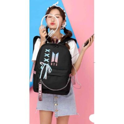 K-POP BTS Smart Travelling Backpack With Lace Ribbon