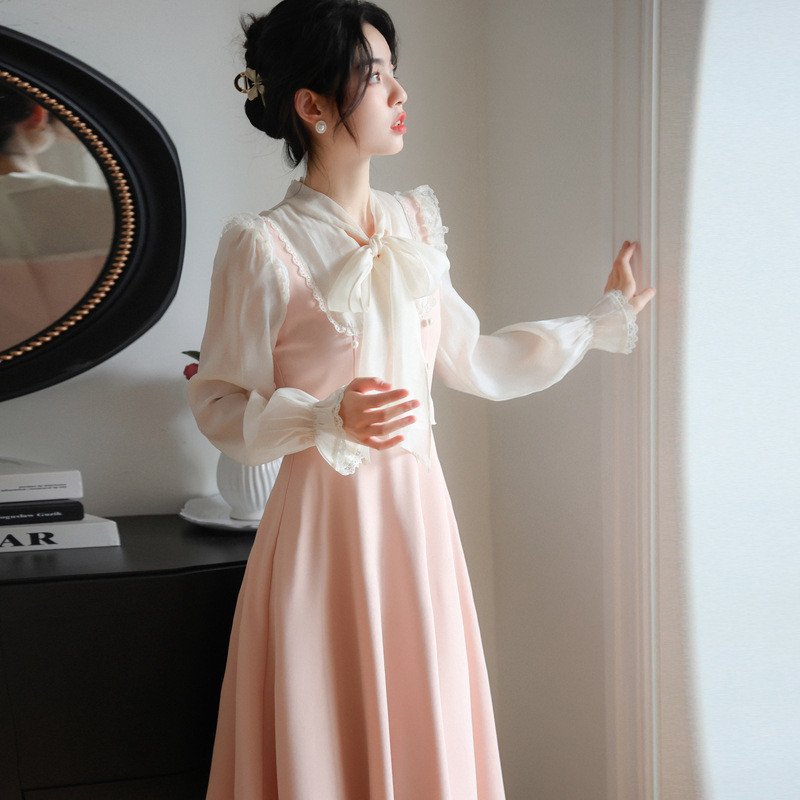 Elegant French Design Robe Rose Fairy Dress