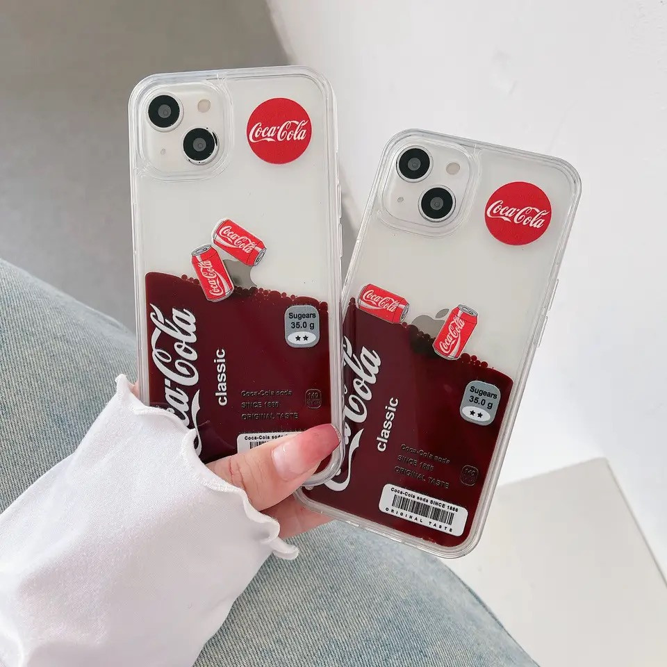 3D Coca-Cola Pattern Transparent iPhone Cover Case