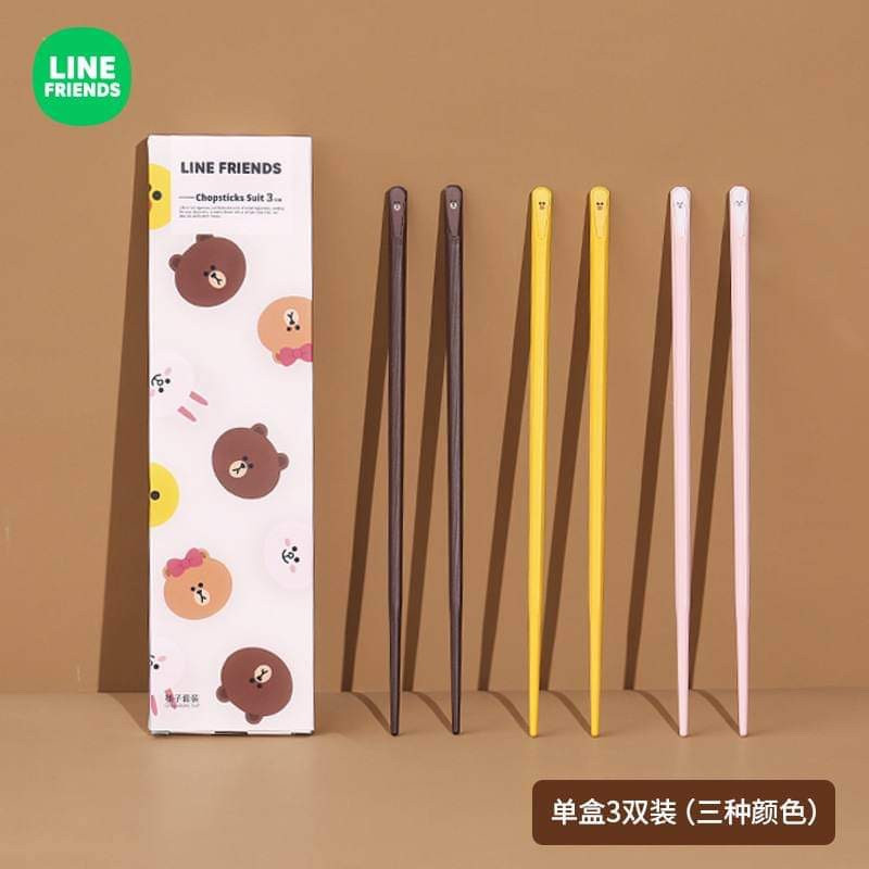 3 Pair/Set Official Line Friends Chopsticks Suit