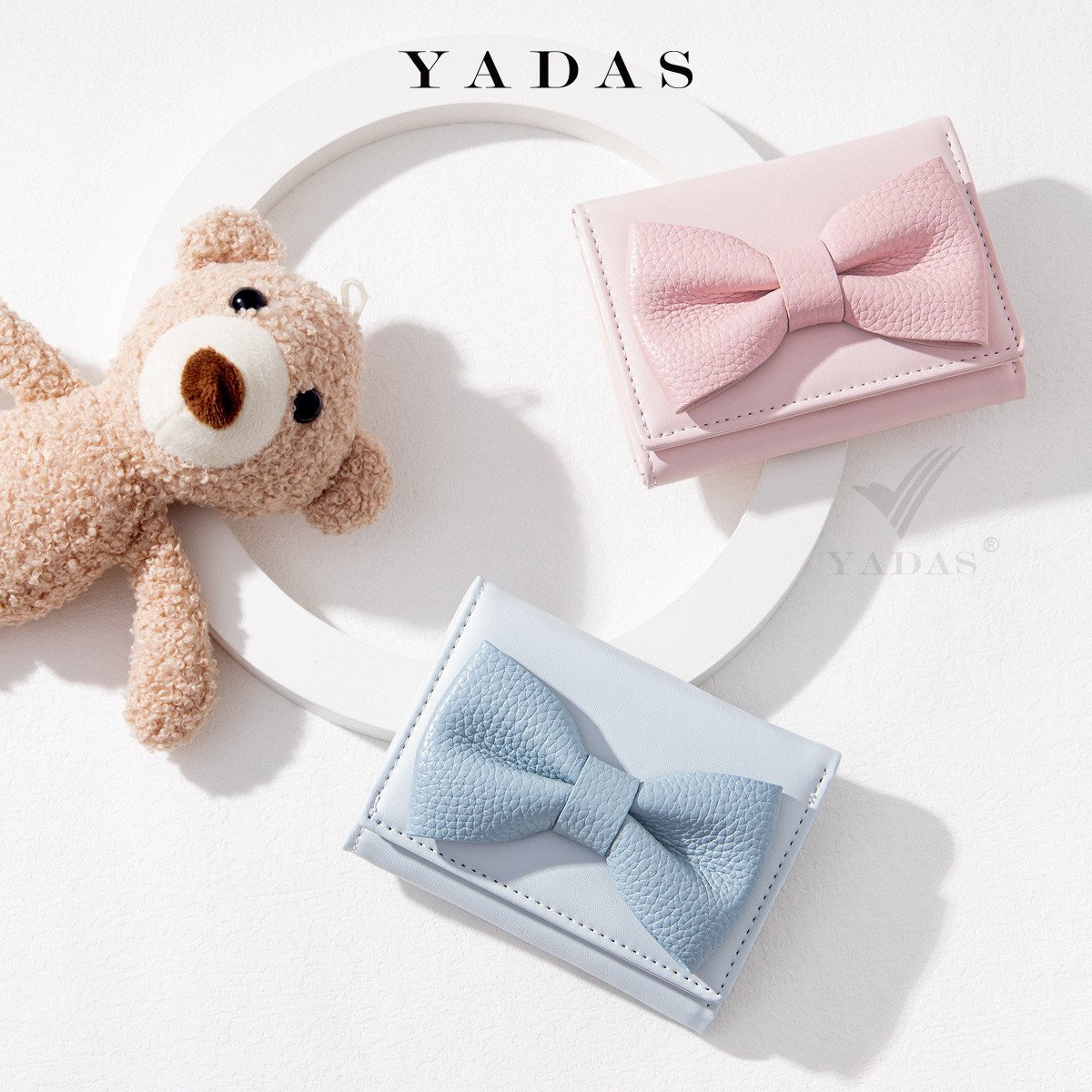 Cute Bow Designed Three-Fold Mini Purse Wallet