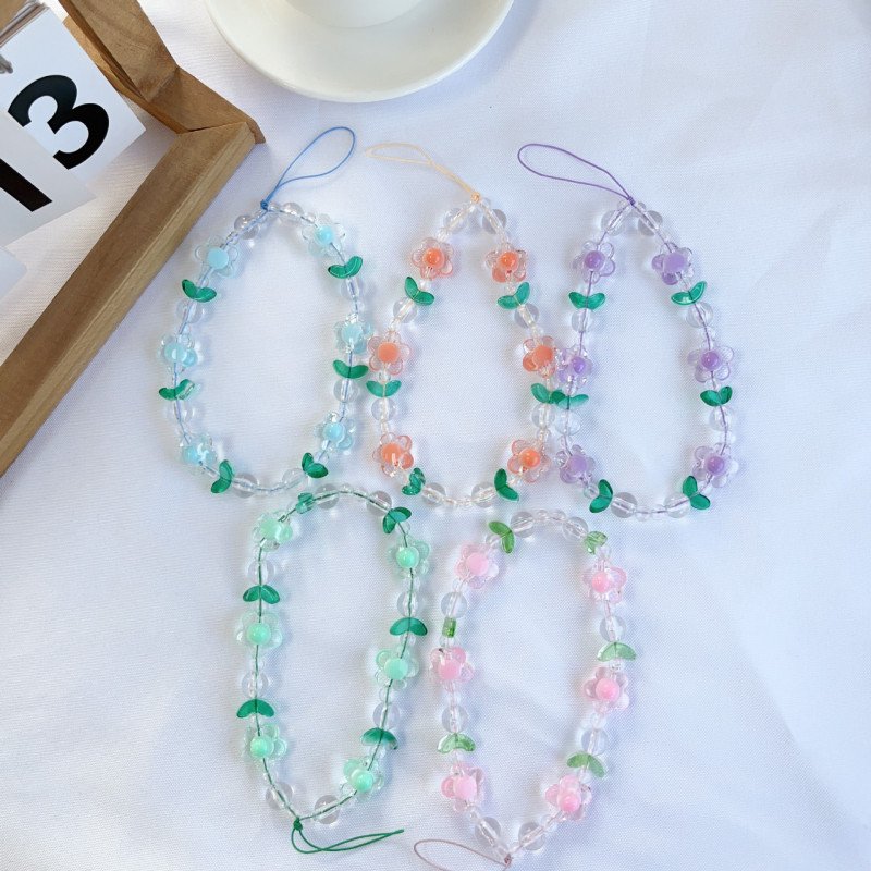 Fashion Tulip Flower Beaded Mobile Phone Charm