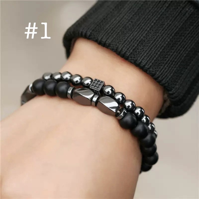 European and American Trendy Black Gallstone Beaded Bracelt