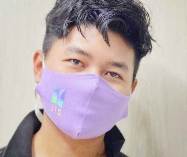 K-POP BTS Foil Print Dustproof Cotton Mask With Neck Strap