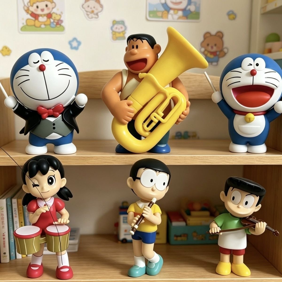 6Type/Set Cute Doraemon Symphony Jingle Desktop Decoration Doll Toy