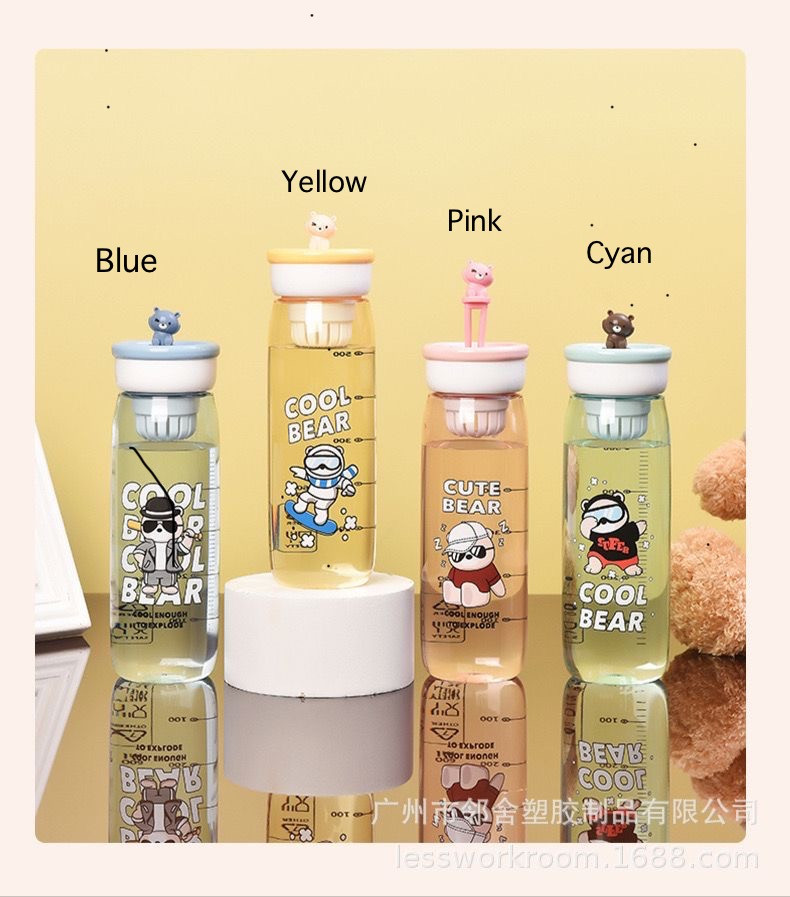 Cute Bear Portable Plastic Water Bottle 600ml