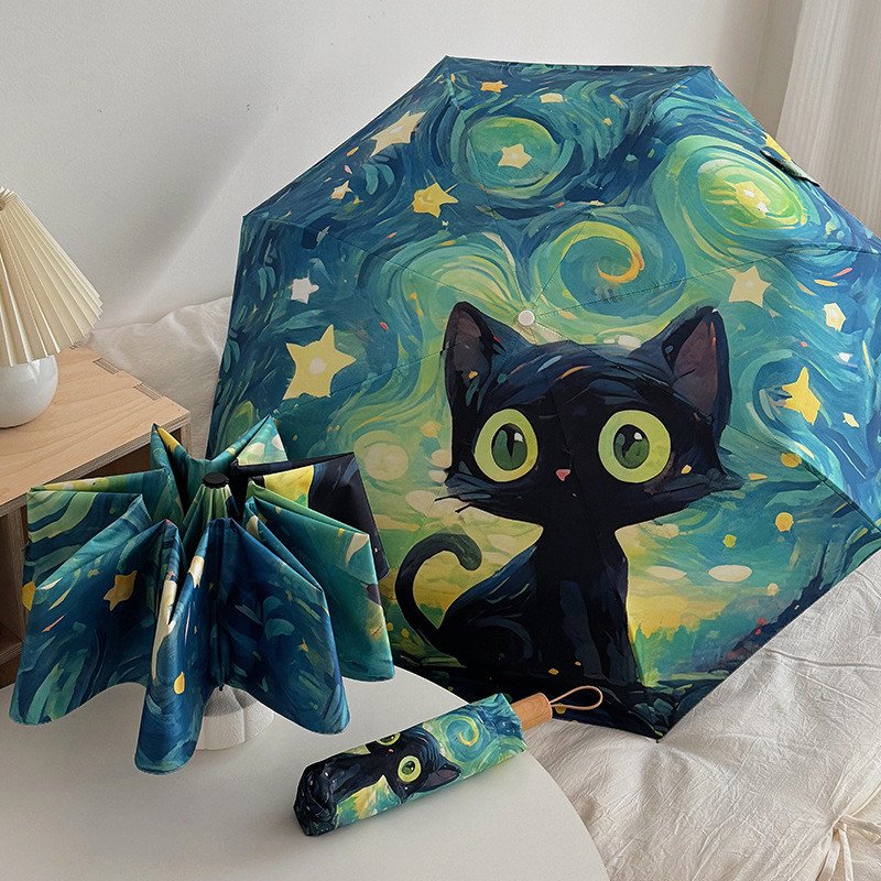 Van Gogh Printed Waterproof Windproof Portable Umbrella