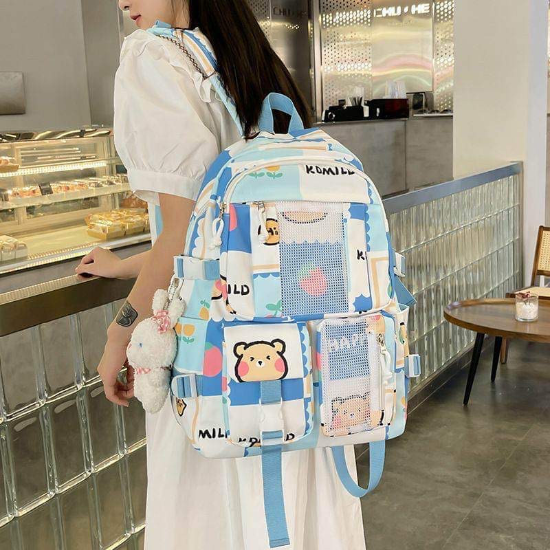Teenage Girls Fashionable Cartoon Printed Travel Kawaii Backpack