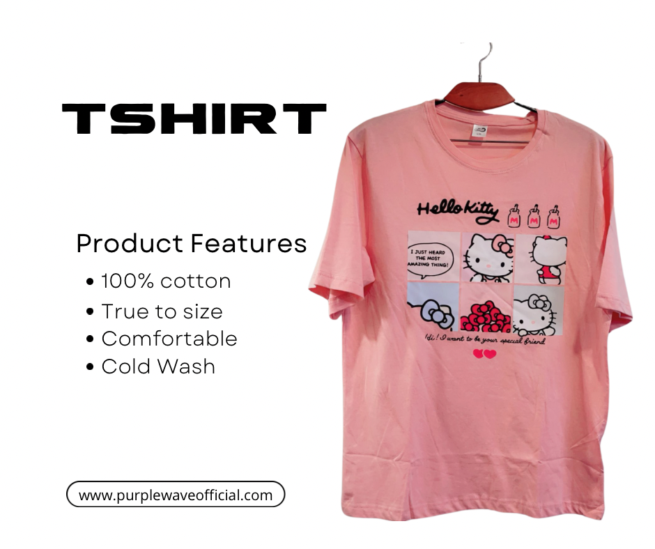 Hello Kitty Casual DTF Drop Shoulder T-shirt