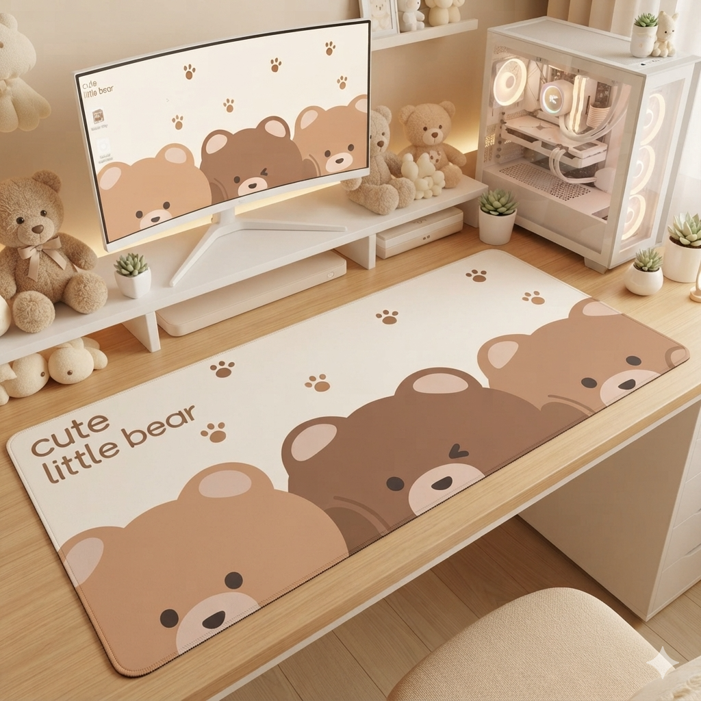 Cute Kawaii Little Brown Bear Mouse Pad