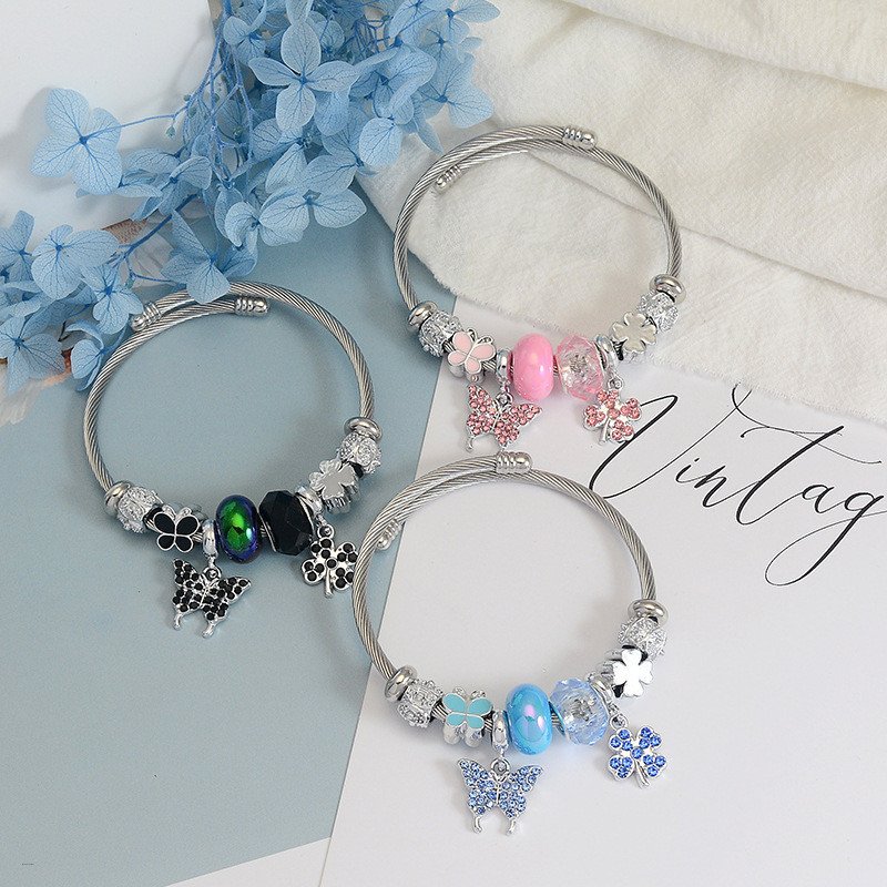 Fashionable Trendy Butterfly Adjustable Crystal Bracelets