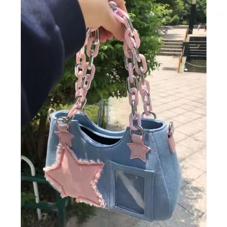 Korean Designed Denim Star Crossbody Handbag