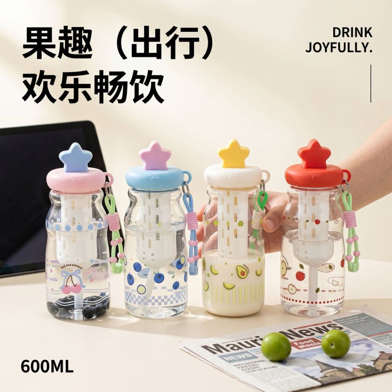 Kawaii Fruits Star Tea Detox Strainer Water Bottle 600ml