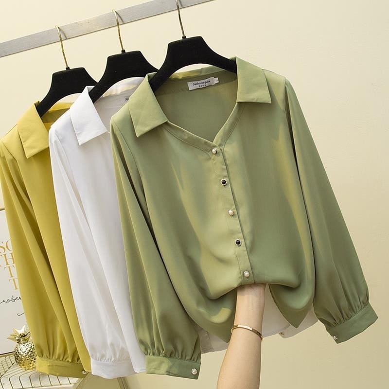 Elegant Design Solid Color Office Formal Tops