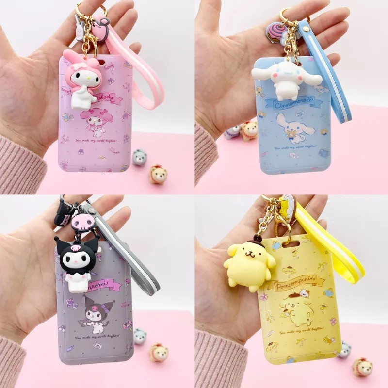 Kawaii Sanrio Anime Keychain Plastic lanyard card Holders
