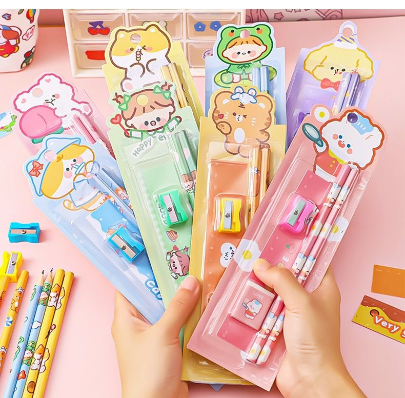 Cute Kawaii Stationary Pencil Set