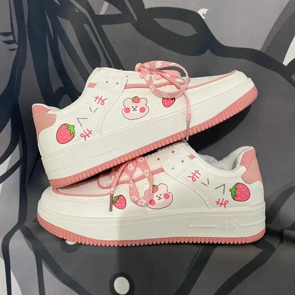 Kawaii Fashion Strawberry Cartoon Flat Sneakers Shoes