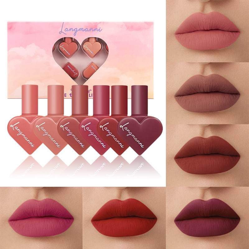 12 Colors/Set LANGMANNI Sweet Heart Design Mini Matte Lipstick