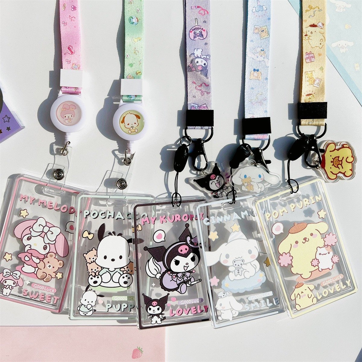 Kawaii Sanrio Lanyard Transparent ID Card Holder