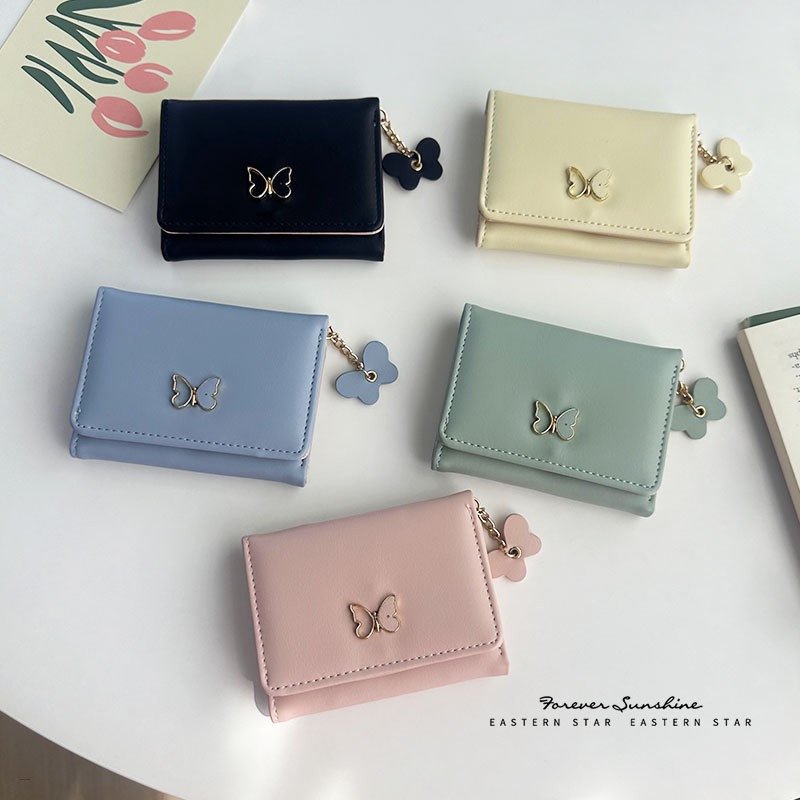 Cute Butterfly Designed Three-Fold Mini Purse Wallet