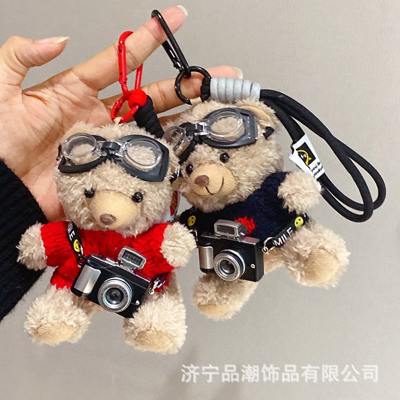 Cute Pilot Bear Plush Keychain Pendant