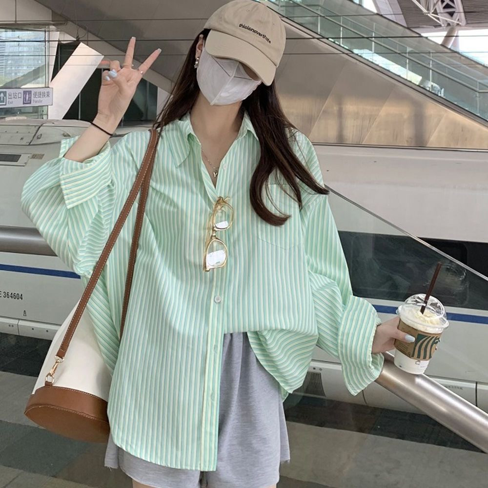Korean Style Striped Trendy Loose Shirt