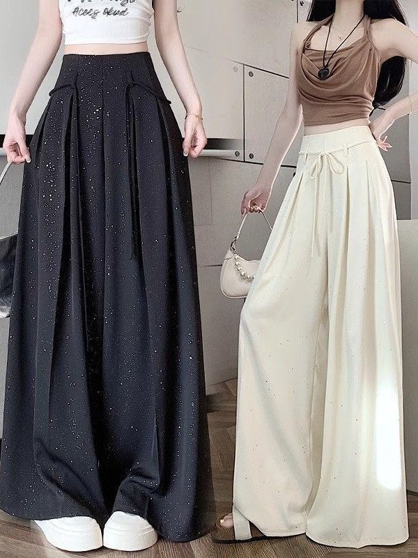 Chiffon Ice Silk Sparkling Loose Long Pants