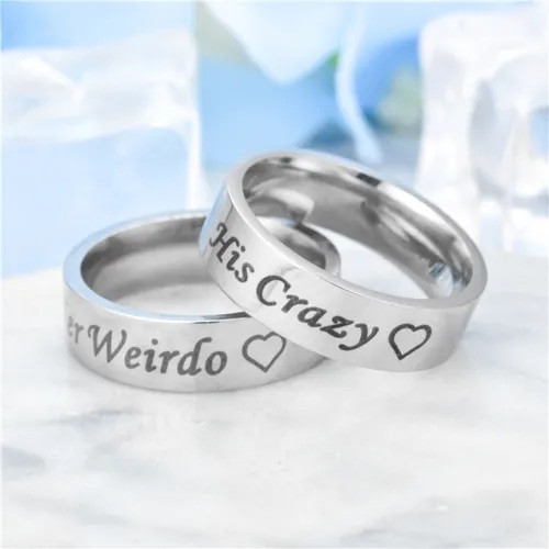 Couple Ring Her Weirdo/His Crazy Meaning Exquisite Ring