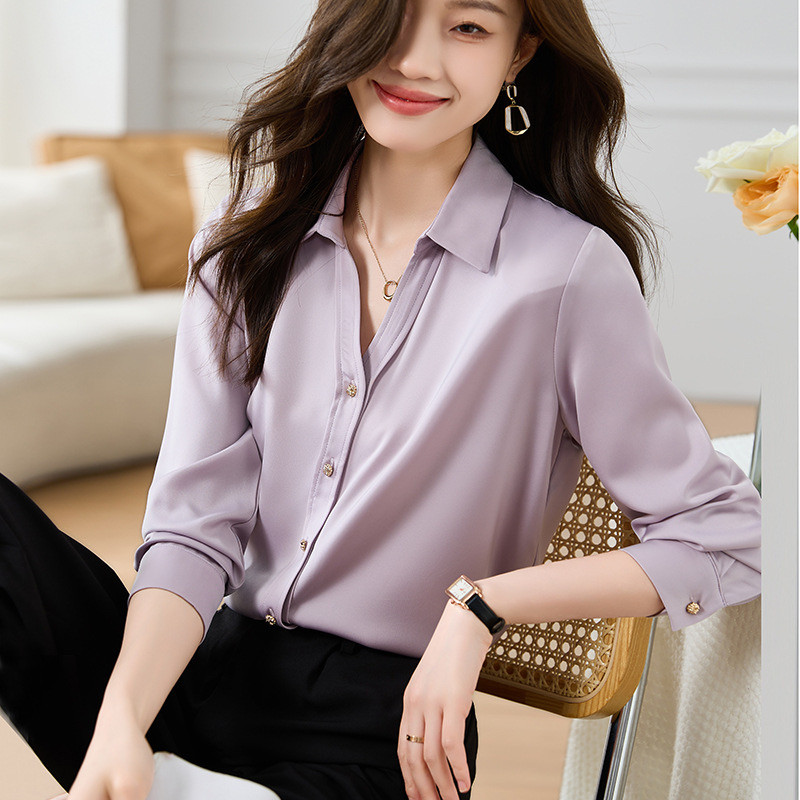 Turn Down Collar Elegant Solid Shirt