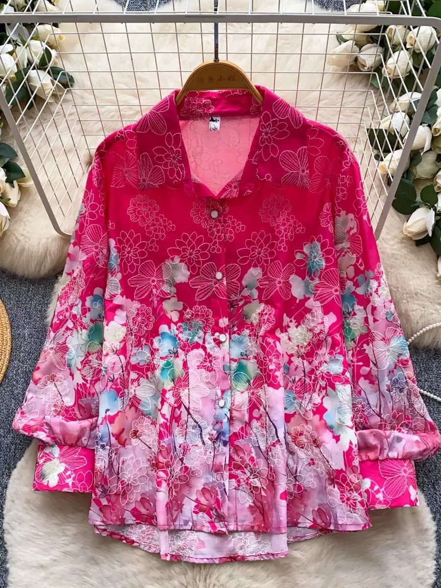 Embroidery Flower Women' Shirt Casual Loose French Style Tops