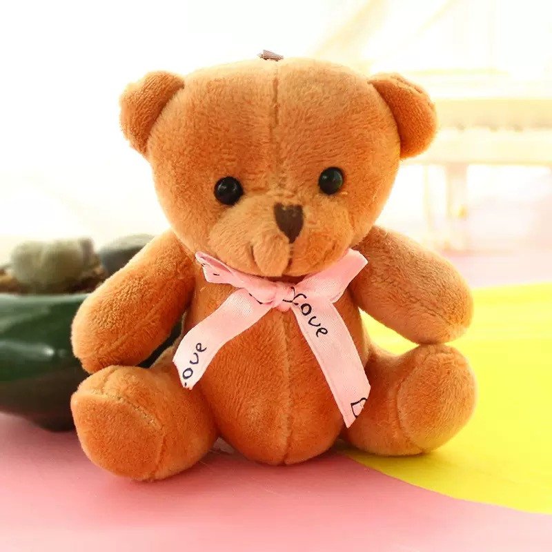 Brown Teddy Bear Soft Plush Keychain 10cm