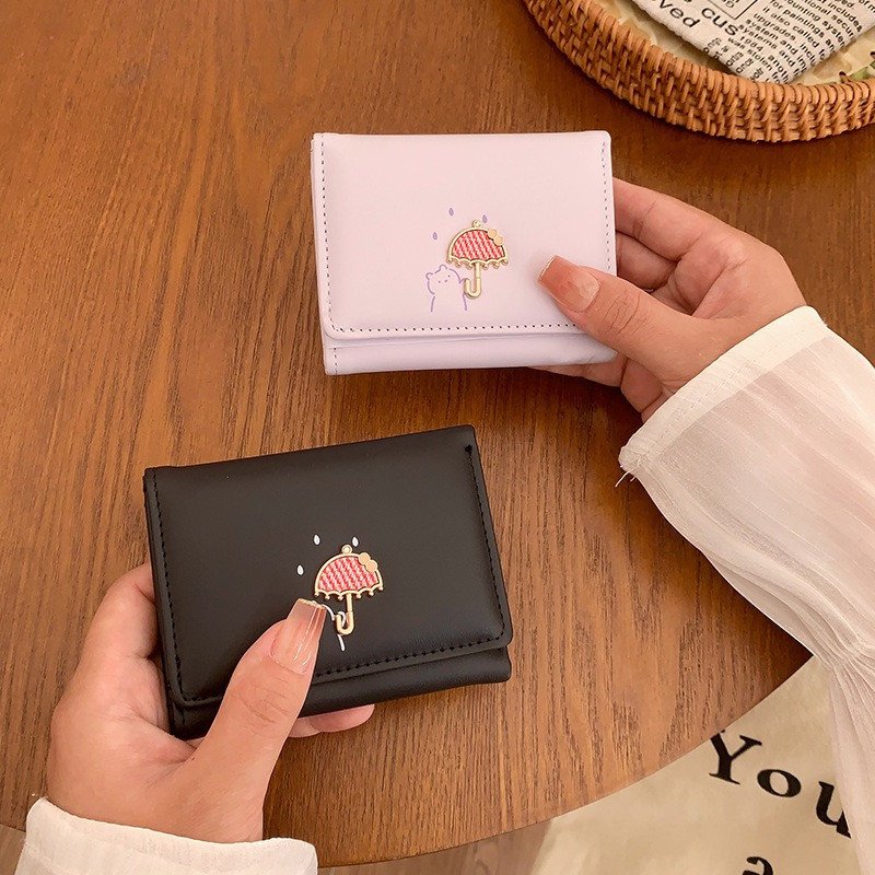 Kawaii Cute Cartoon Umbrella Designed Three-Fold Mini Purse Wallet