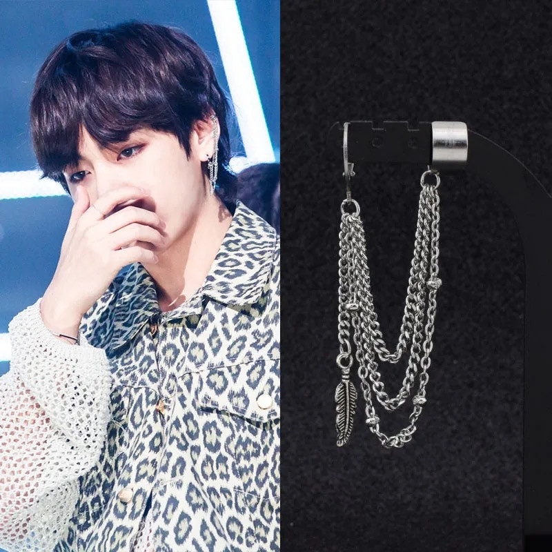 Kpop Bangtan Boys Kim Taehyung V Jimin Chain Ear Stud Earrings Jewelry Gift  New | eBay