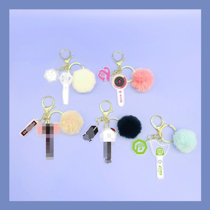 K-POP Fan Light Fur Ball Acrylic Keychain