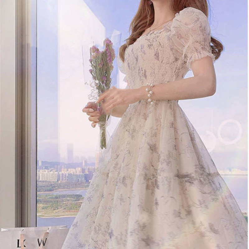 Korean Floral Chiffon Party Dress