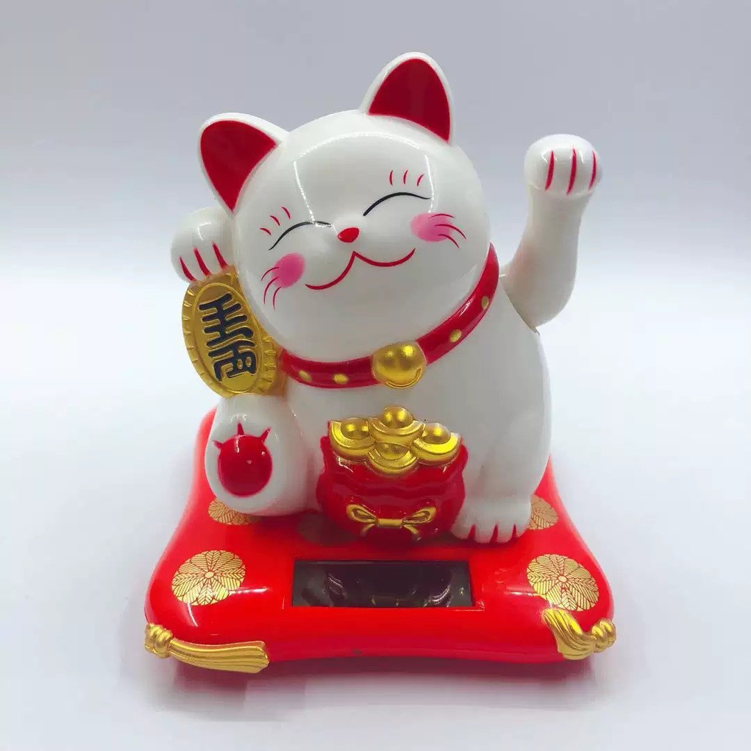 Lucky Cat Solar Powerd Autometic Waving Hand Doll 12cm