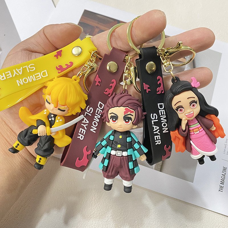 Anime Demon Slayer Action Figure Rubber Keychain