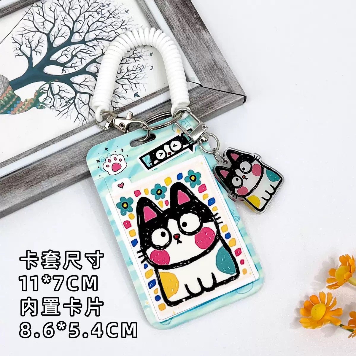 Cute Kawaii Designed ID Card Holder with Spring Rope