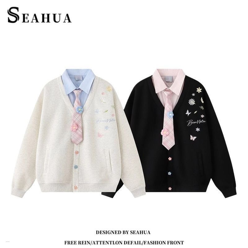 Autumn Japanese Retro Fun Floral Casual Pullover Sweatshirt