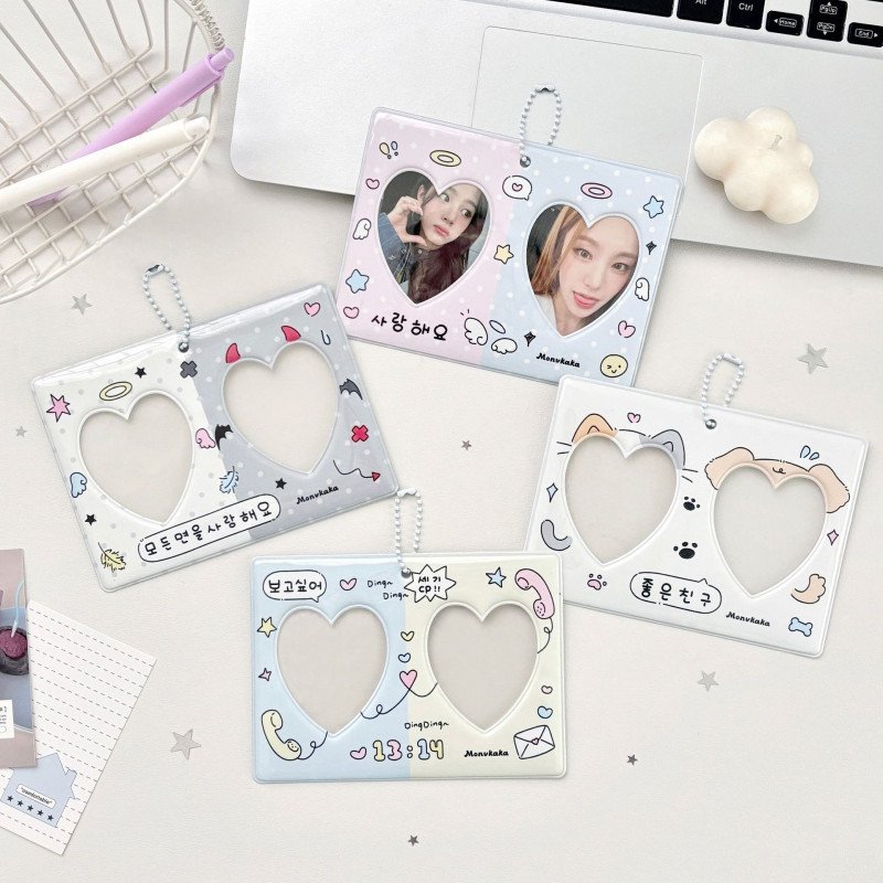 Cute Double-Slot Heart Shaped Card Holder