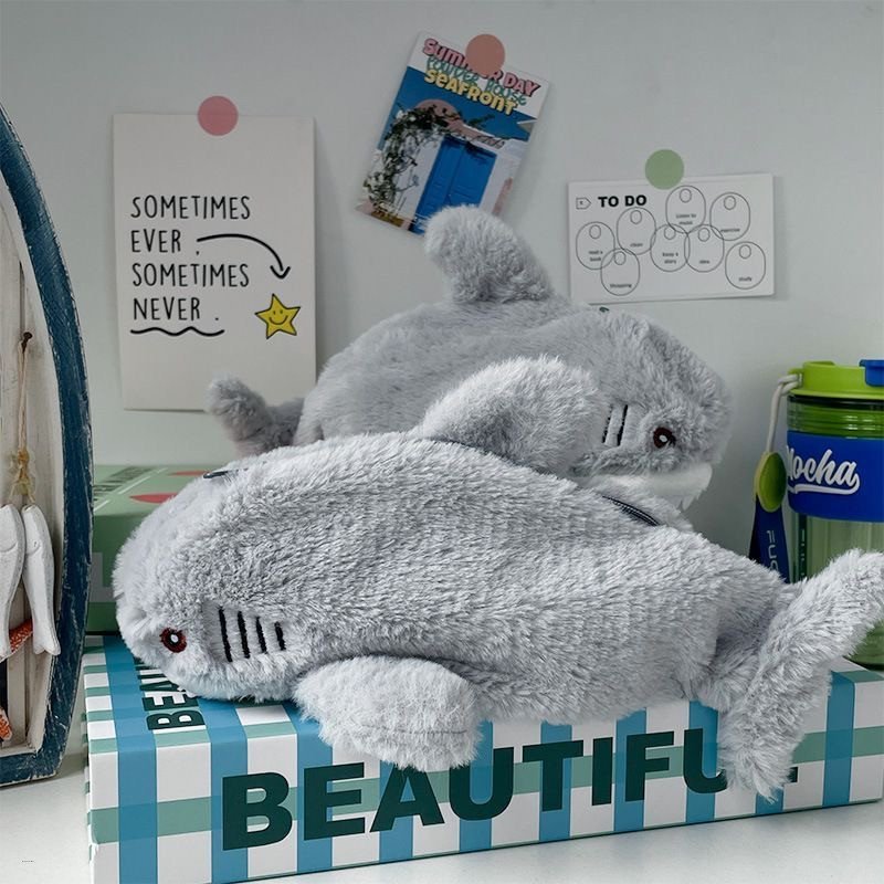 Cute Plush Shark Pencil Case Storage Bag
