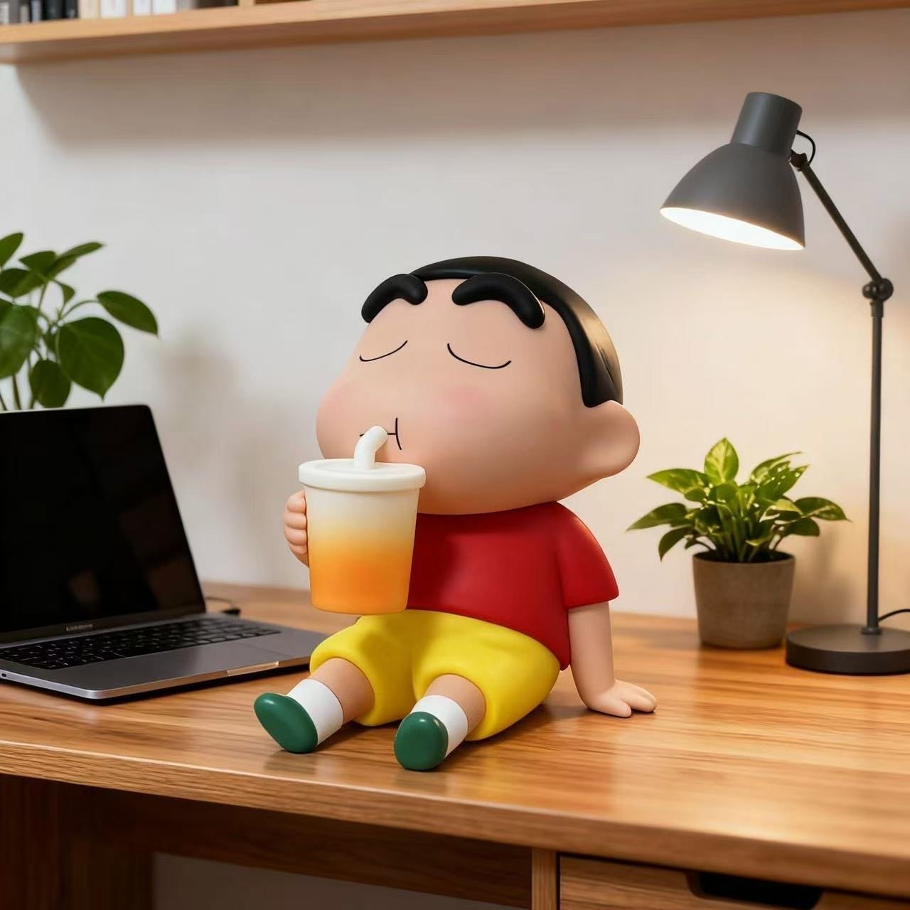 Crayon Shin-Chan Milk Tea Light Glow Cute Desktop Figure 20cm