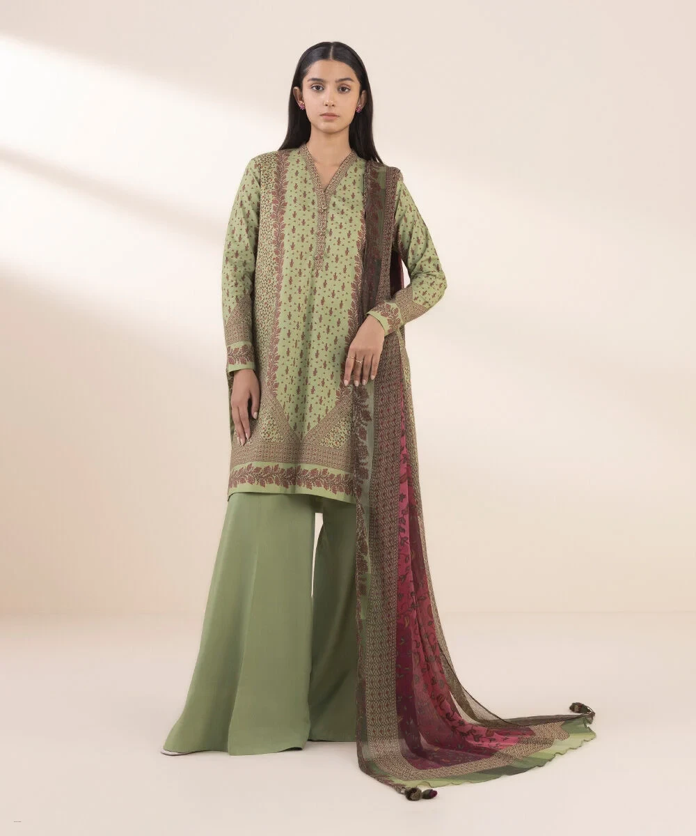 3 Piece - Printed Cotton Suit By Sapphire