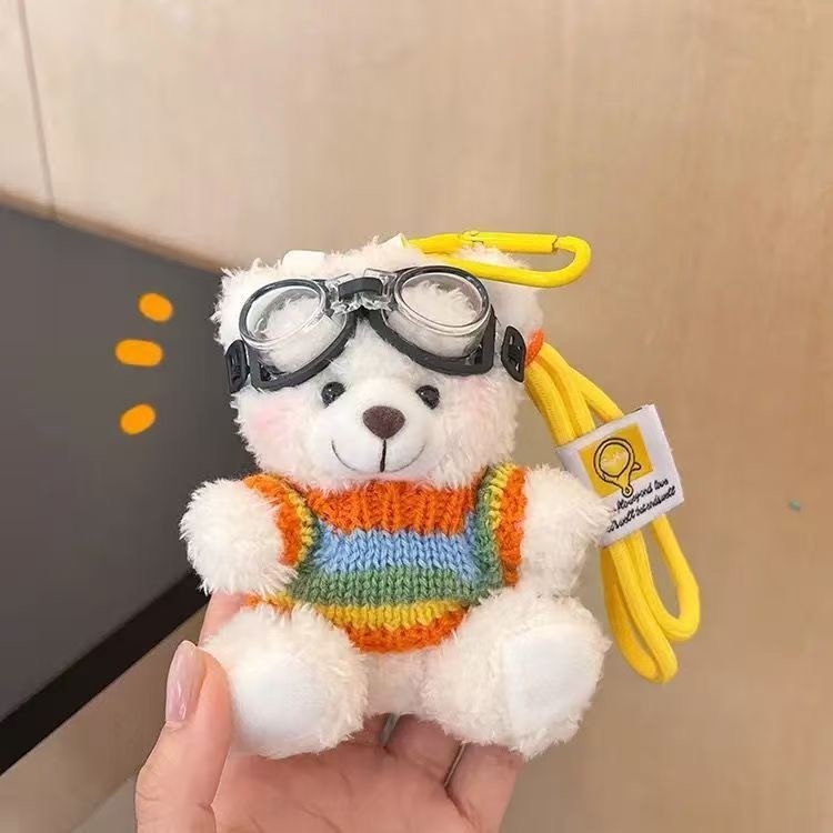 Cute Pilot Bear Plush Keychain Pendant