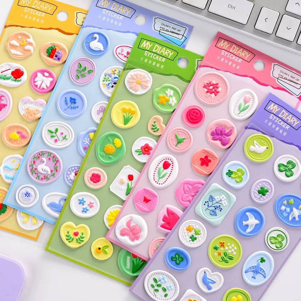 3D Fire paint Seal Dopamine Stickers