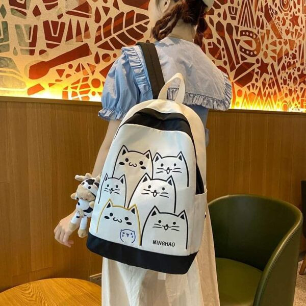 Cute Cartoon Cat Designed Casual Backpack