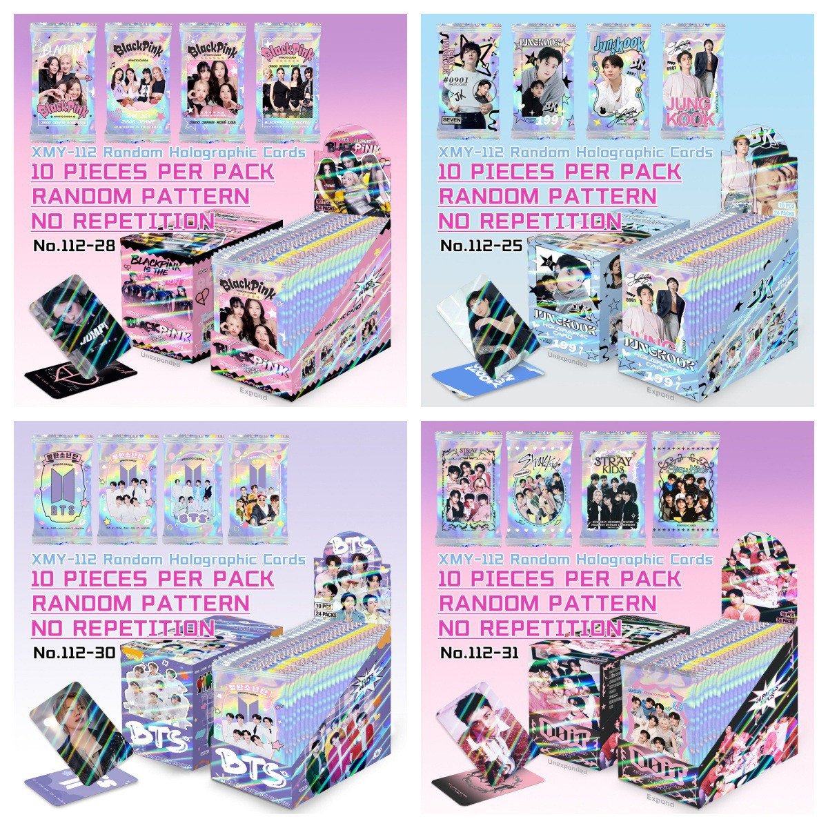 10Pcs/Pack K-POP Holographic Cards (Random)