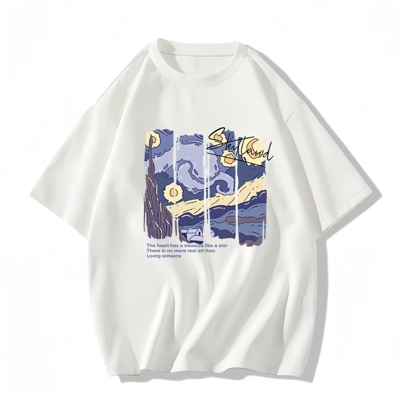 Classic Summer Night Sky DTF Printed Drop Shoulder T-shirt
