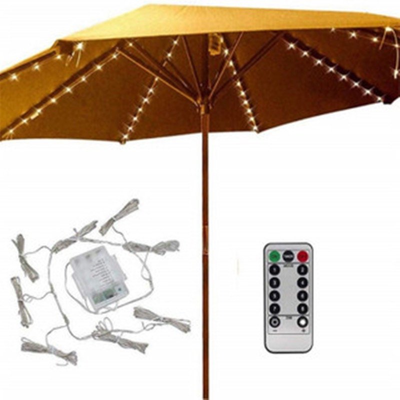 Outdoor Camping Decorative Battery Operated Remote Control Umbrella String Light 5m